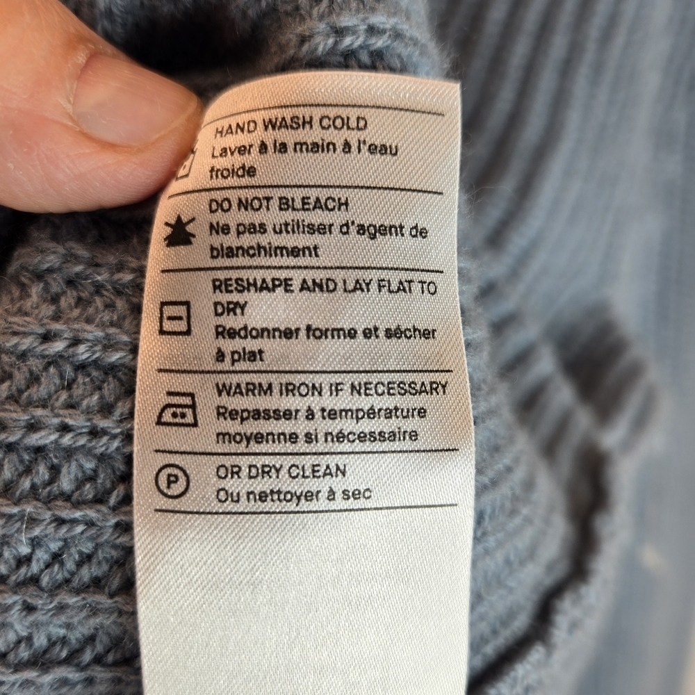 Vince Womens Sweater Sz S Wool-Cashmere Blend Soft Cozy Pull Shaker Stitch Blue - Picture 7 of 11